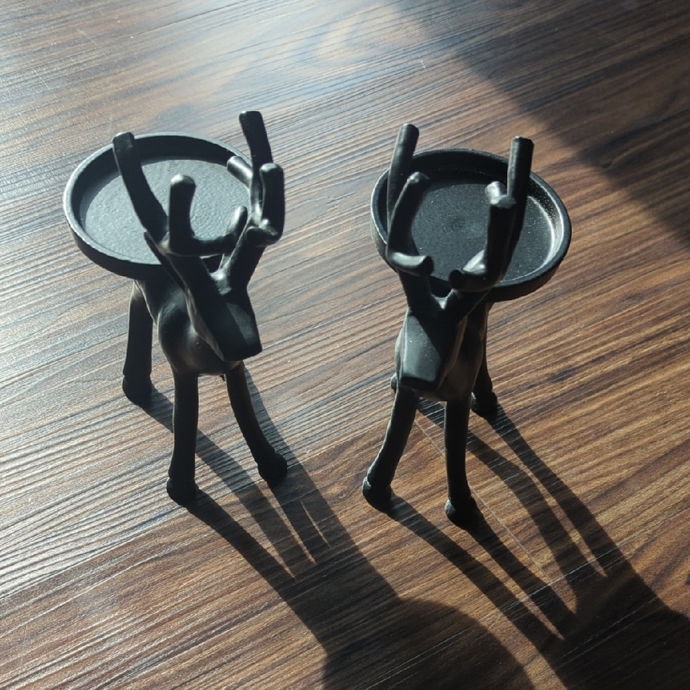 Black Reindeer Candle Holders